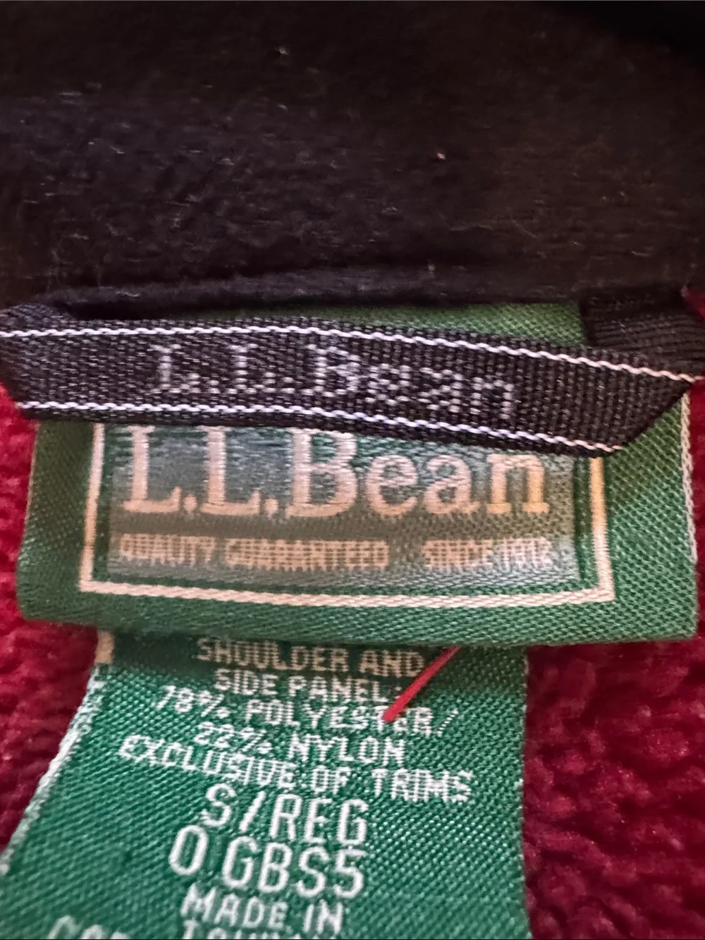 L.L. Bean Two-Tone Red Fleece Full-Zip Jacket
